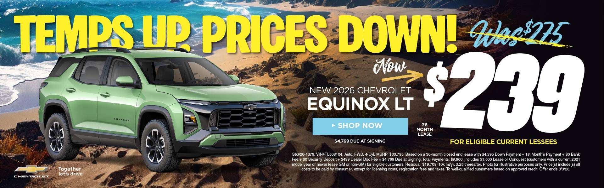 New 2026 Chevrolet Equinox LT $239/36 Month Lease 