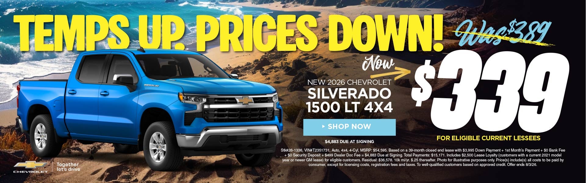 New 2026 Chevrolet Silverado 1500 LT 4x4 $339/39 Month Lease