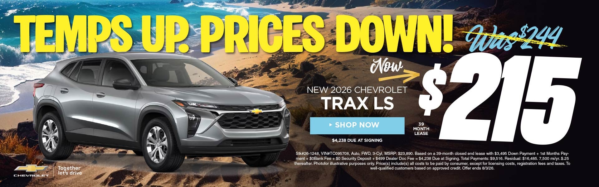 New 2026 Chevrolet Trax LS $215/39 Month Lease