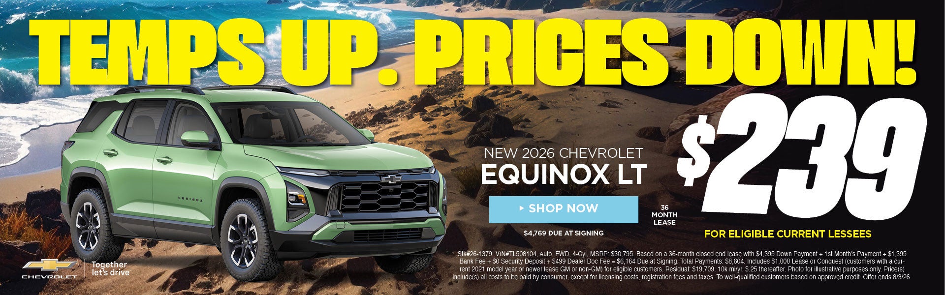New 2026 Chevrolet Equinox LT $239/36 Month Lease