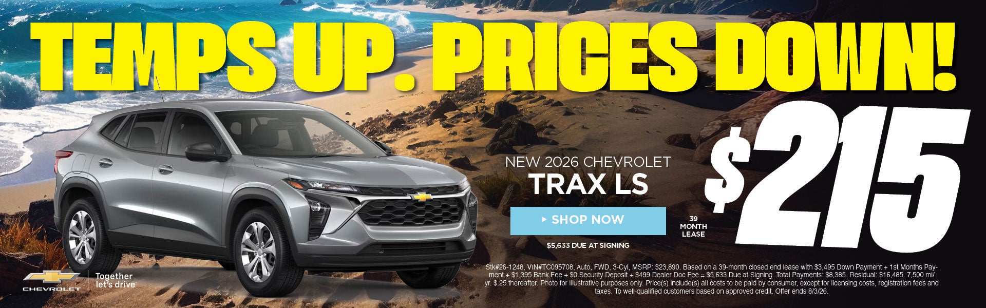 New 2026 Chevrolet Trax LS $215/39 Month Lease