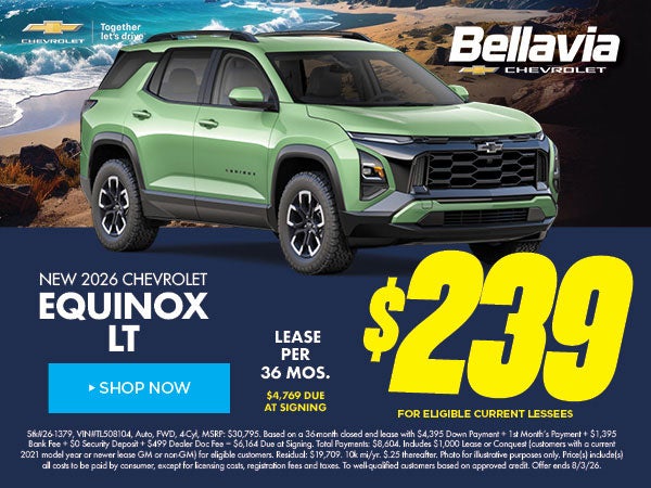 New 2026 Chevrolet Equinox LT $239/36 Month Lease