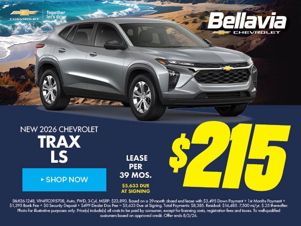 New 2026 Chevrolet Trax LS $215/39 Month Lease