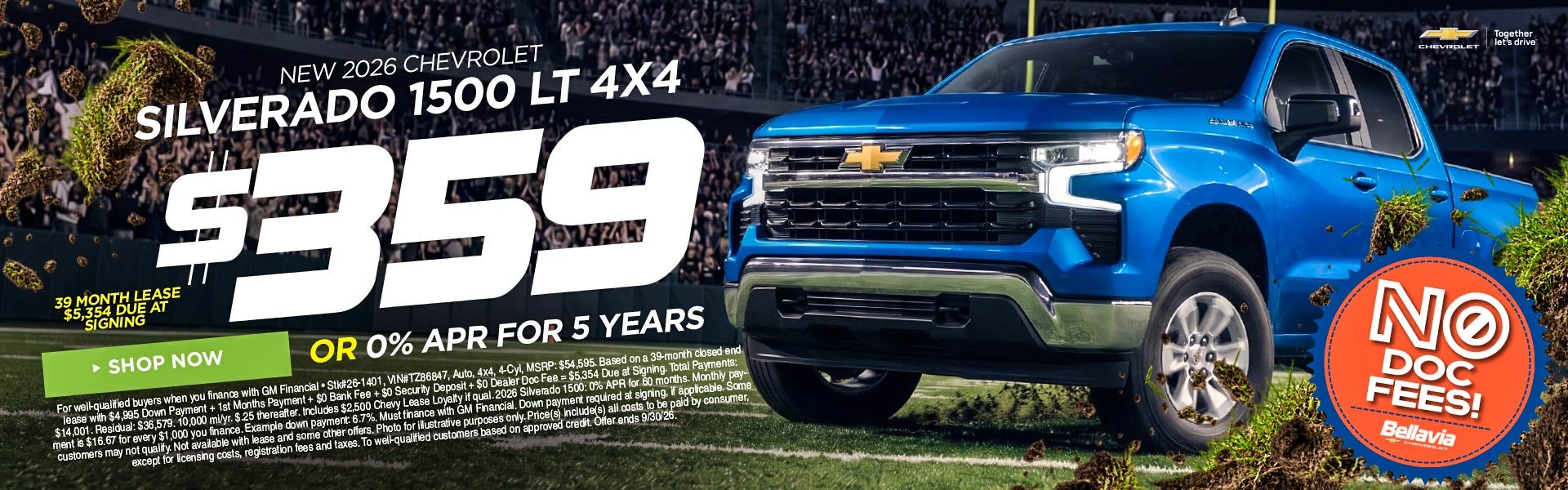 New 2026 Chevrolet Silverado 1500 LT 4x4 $359/39 Month Lease