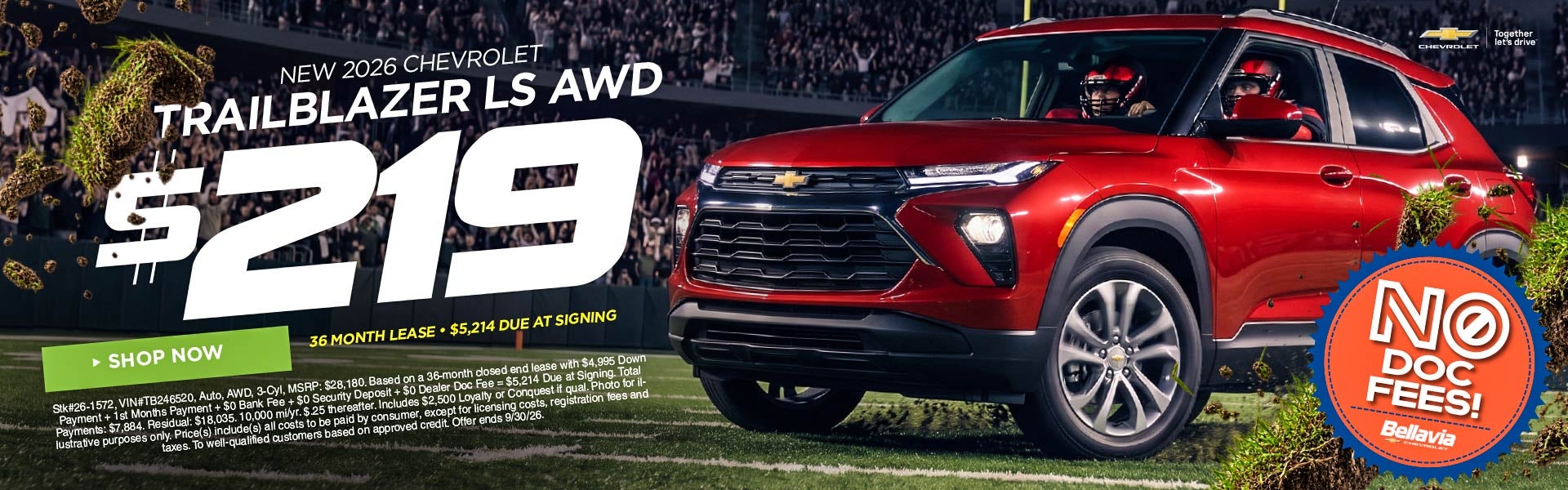 New 2026 Chevrolet Trailblazer LS AWD $219/36 Month Lease