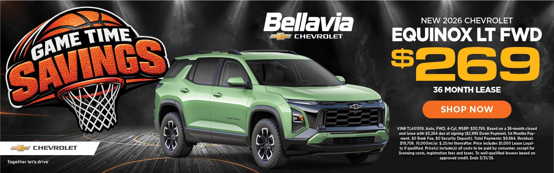 New 2026 Chevrolet Equinox LT FWD $269/36 Month Lease