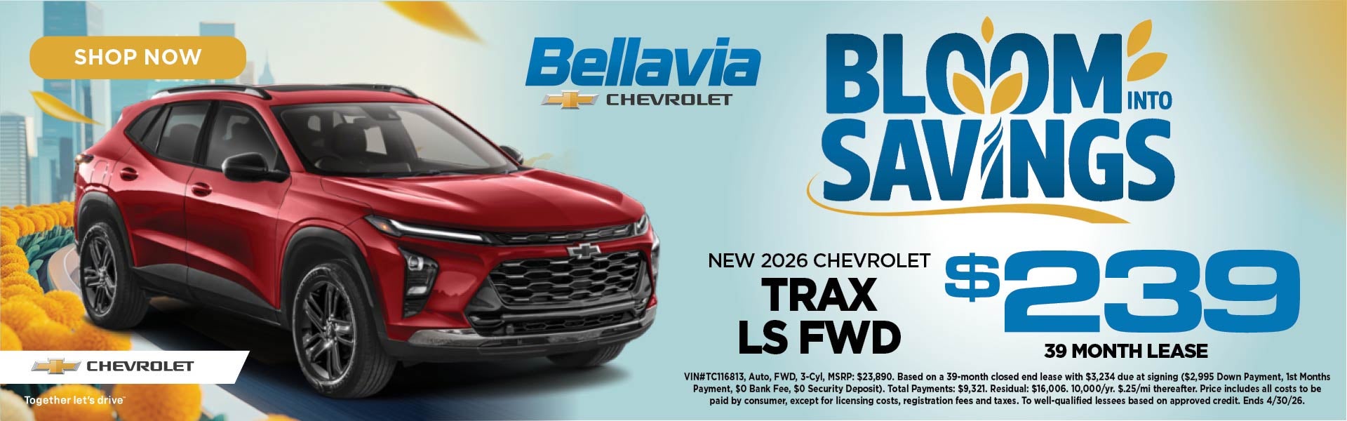 New 2026 Chevrolet Trax LS FWD $239/39 Month Lease 