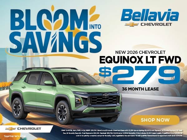 New 2026 Chevrolet Equinox LT FWD $279/36 Month Lease 