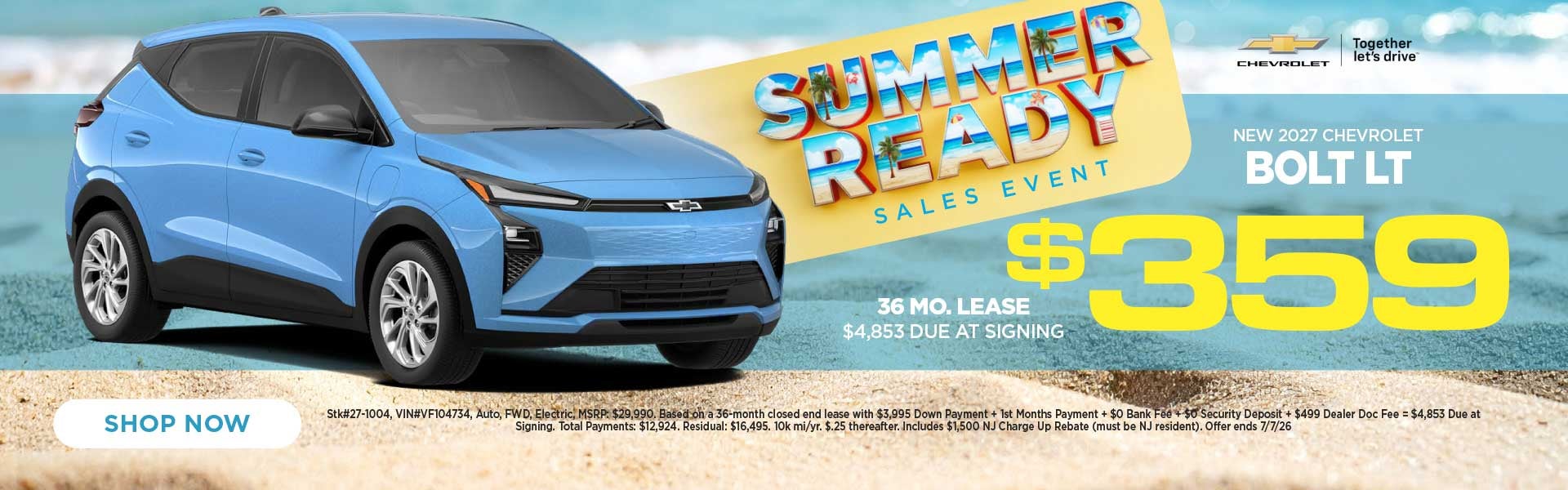 New 2027 Chevrolet Bolt LT $359/36 Month Lease