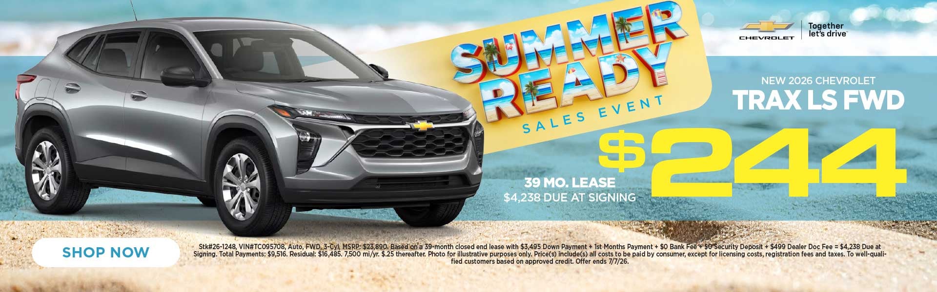 New 2026 Chevrolet Trax LS $244/39 Month Lease