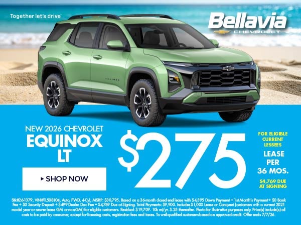 New 2026 Chevrolet Equinox LT $275/36 Month Lease