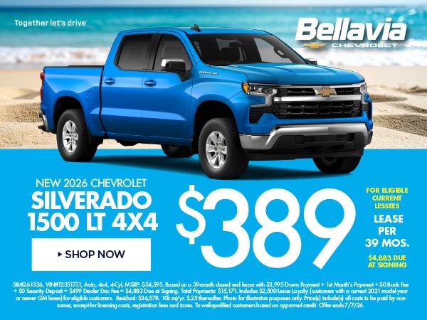 New 2026 Chevrolet Silverado 1500 LT 4x4 $389/39 Month Leas