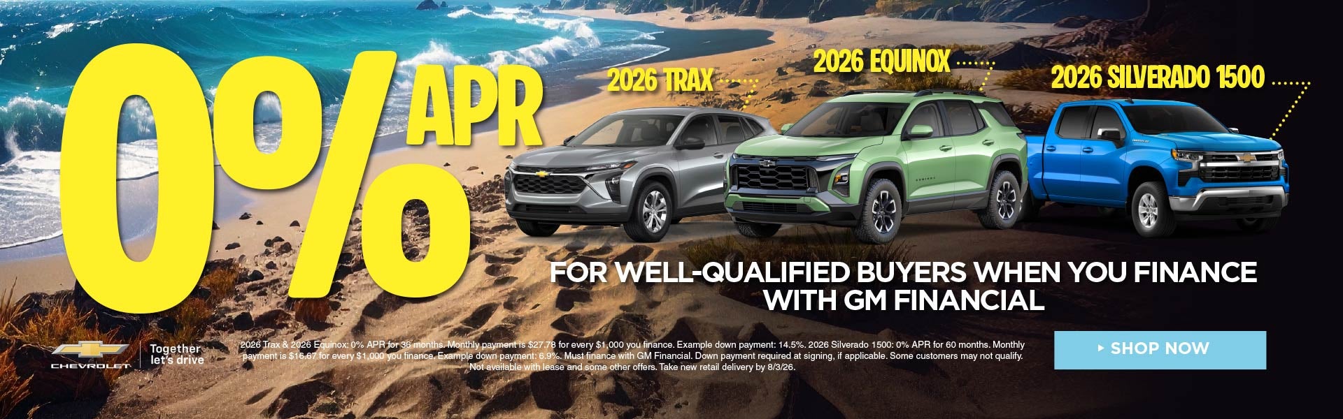 0% APR 2026 Trax, 2026 Equinox, 2026 Silverado 1500