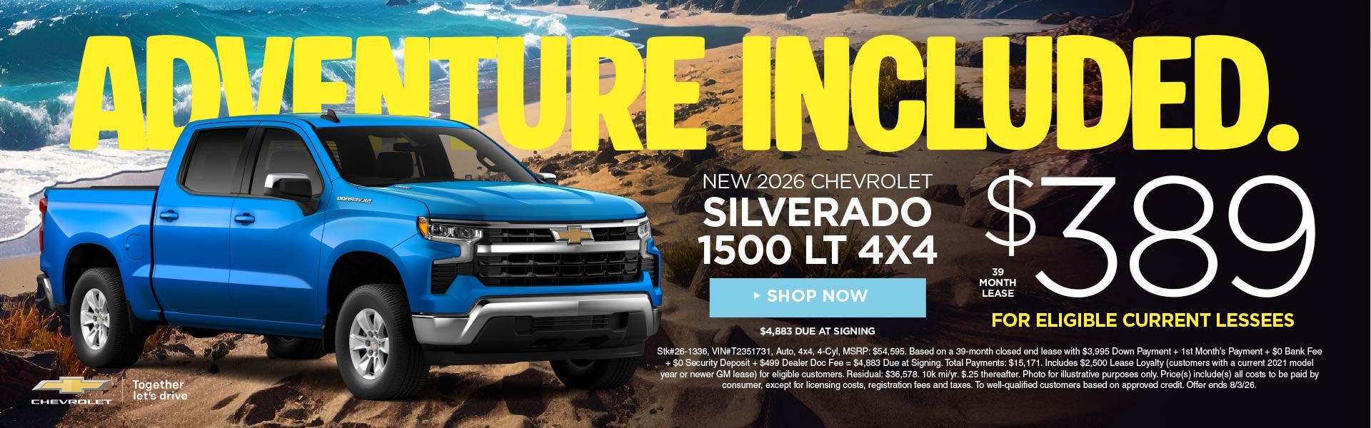 New 2026 Chevrolet Silverado 1500 LT 4x4 $389/39 Month Lease