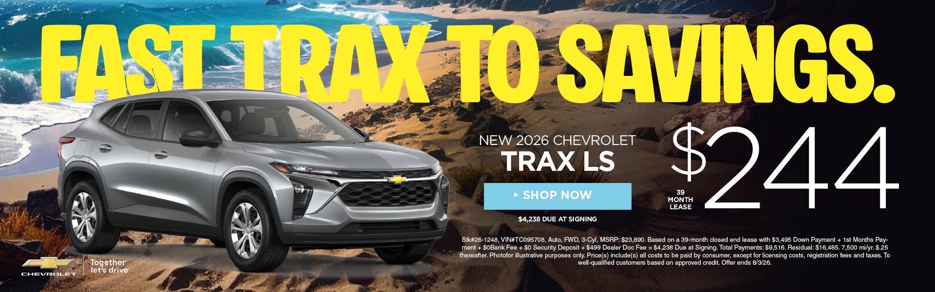 New 2026 Chevrolet Trax LS $244/39 Month Lease