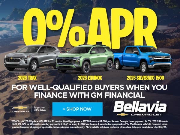0% APR 2026 Trax, 2026 Equinox, 2026 Silverado 1500
