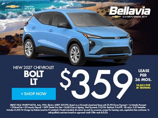 New 2027 Chevrolet Bolt LT $359/36 Month Lease