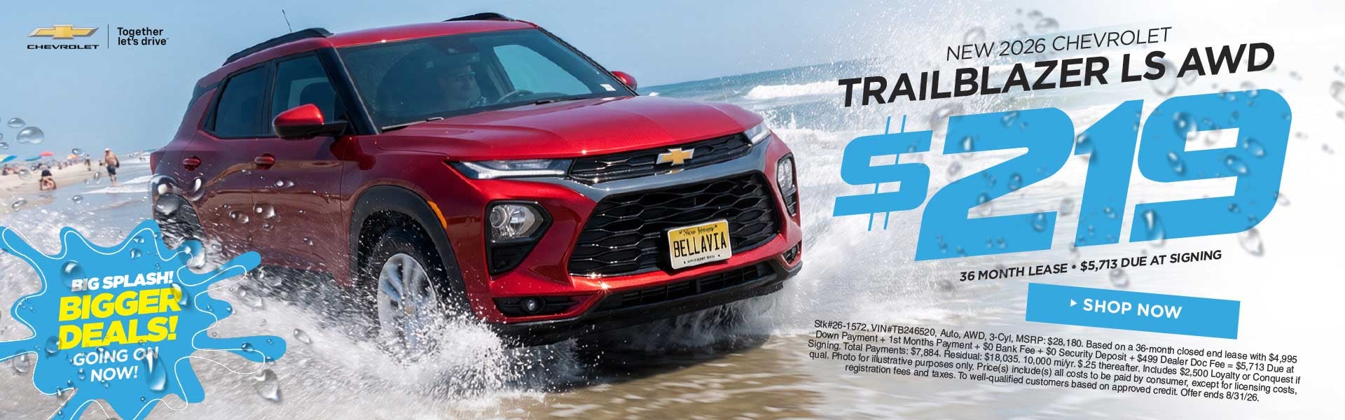 New 2026 Chevrolet Trailblazer LS AWD $219/36 Month Lease