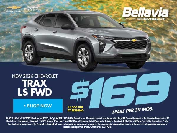 New 2026 Chevrolet Trax LS FWD $169/39 Month Lease
