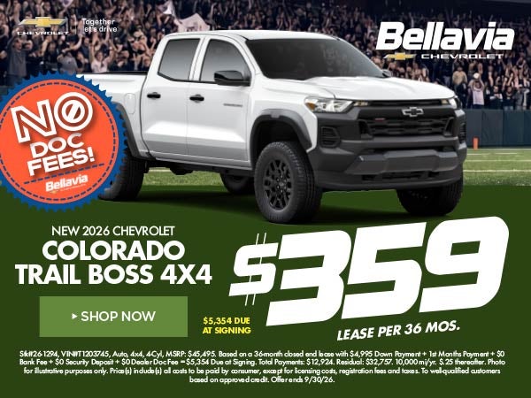 New 2026 Chevrolet Colorado Trail Boss 4x4 $359/36 Month