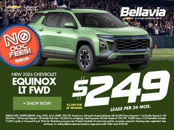 New 2026 Chevrolet Equinox LT FWD $249/36 Month Lease