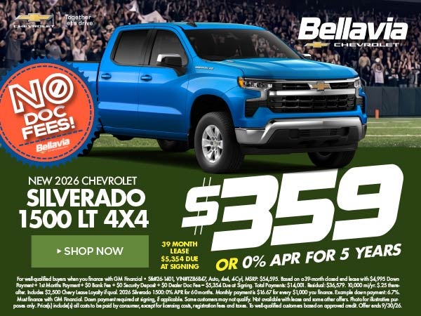 New 2026 Chevrolet Silverado 1500 LT 4x4 $359/39 Month Lease