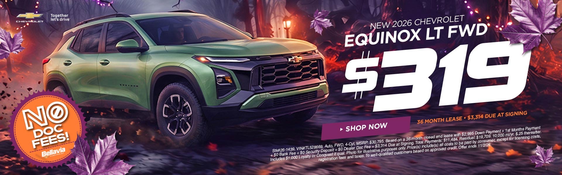 New 2026 Chevrolet Equinox LT FWD $319/36 Month Lease