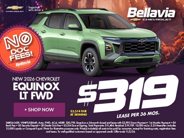 New 2026 Chevrolet Equinox LT FWD $319/36 Month Lease